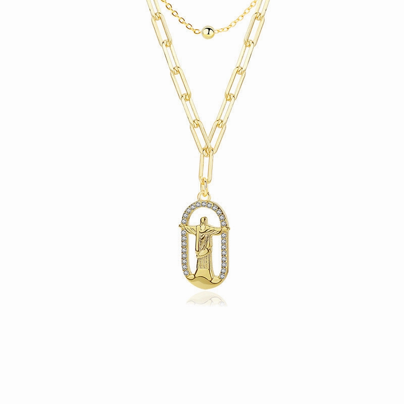 Wholesale Copper Double-layer Folded Human Necklace