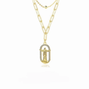 Wholesale Copper Double-layer Folded Human Necklace