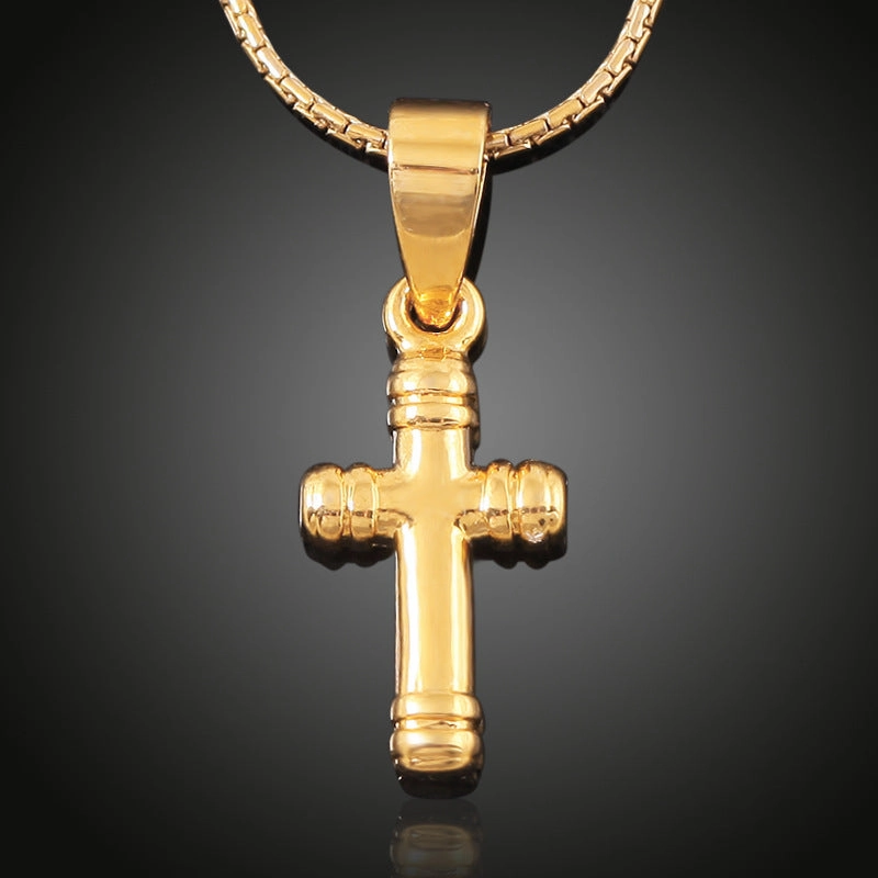 Wholesale Copper Exaggerated Cross 18K Gold Plated Necklace