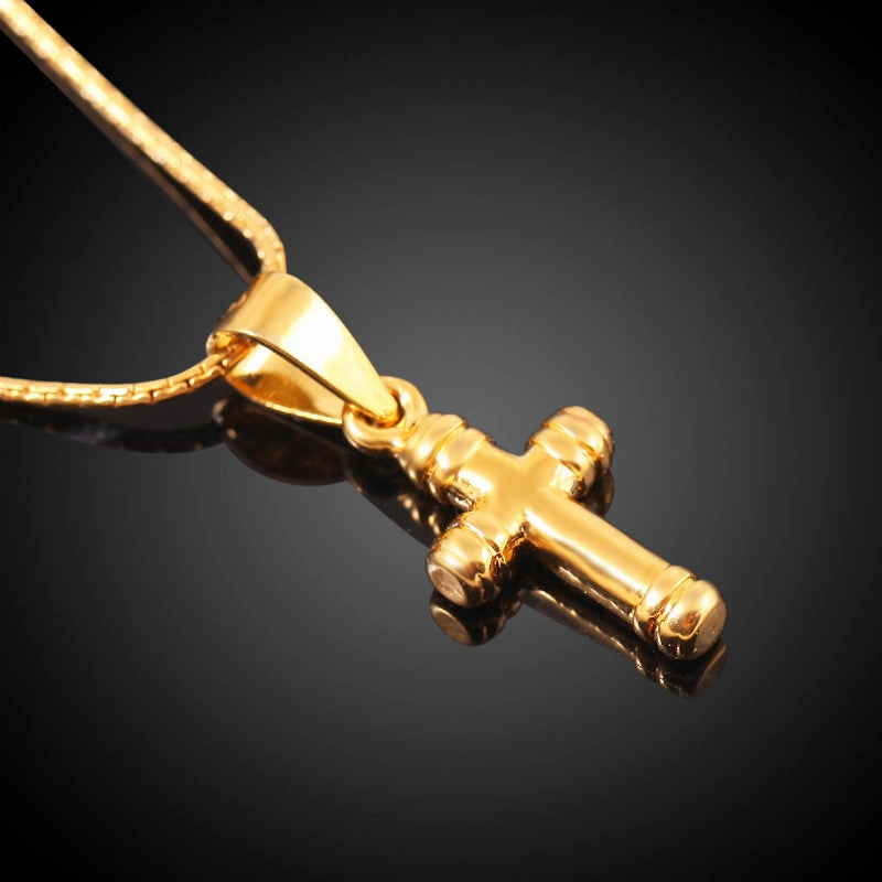Wholesale Copper Exaggerated Cross 18K Gold Plated Necklace