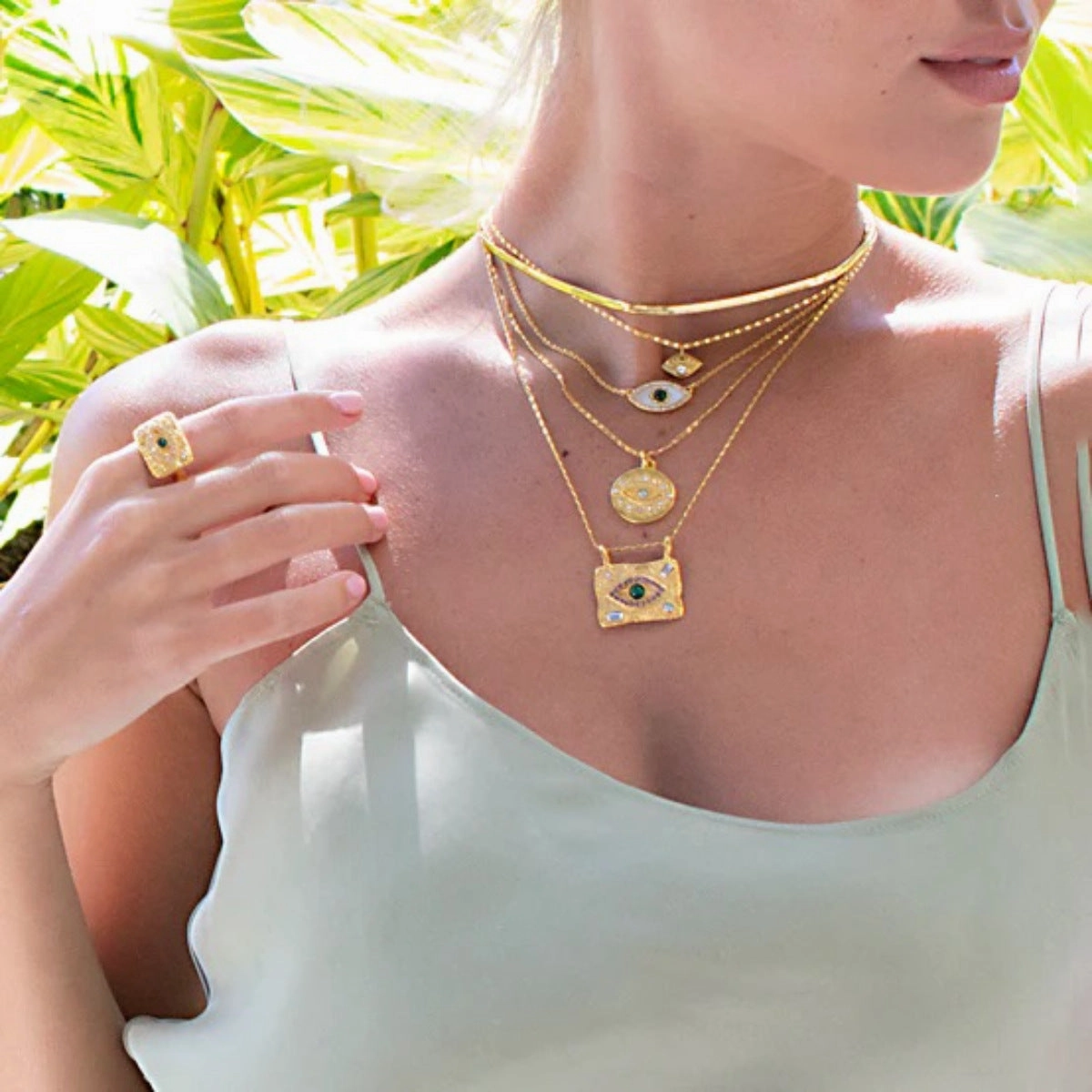 Wholesale Copper Eye Amulet Pendant Sweater Necklace