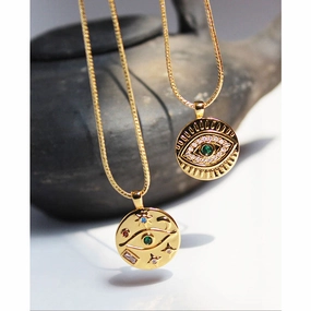 Wholesale Copper Eye Micropaved Zircon Clavicle Necklace