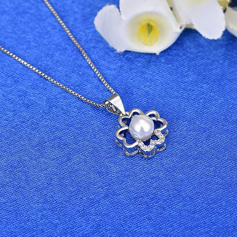 Wholesale Copper Four Leaf Clover Pearl Necklace
