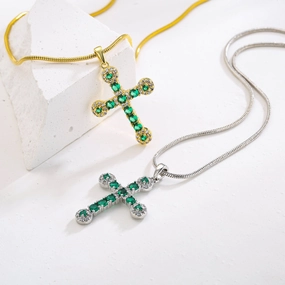 Wholesale Copper Full Diamond Cross Necklace