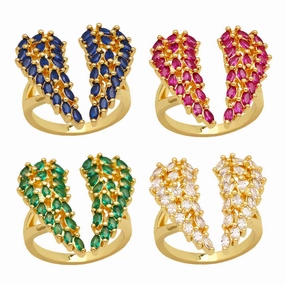 Wholesale Copper Full Diamond Zircon Wing Ring