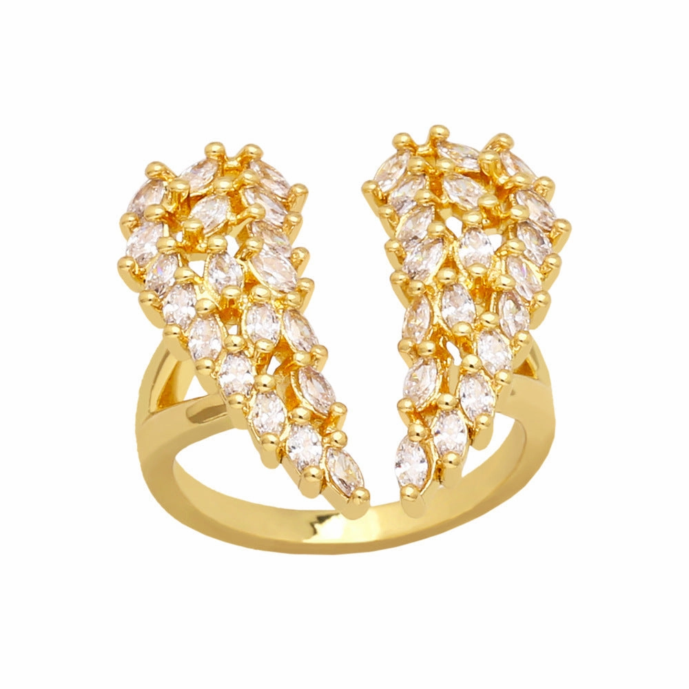 Wholesale Copper Full Diamond Zircon Wing Ring