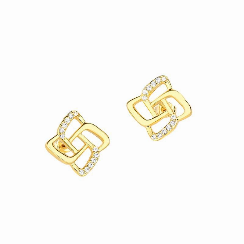 Wholesale Copper Geometric Diamond Earrings