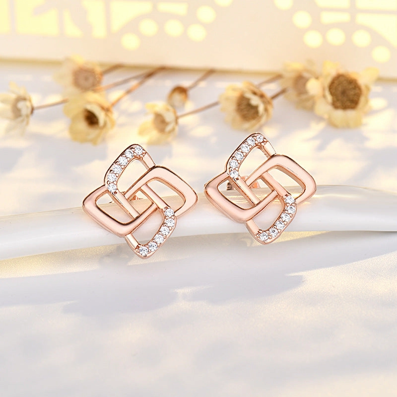 Wholesale Copper Geometric Diamond Earrings