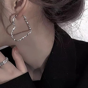 Wholesale Copper Geometric Hollow Love Earrings