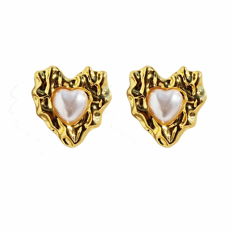 wholesale Copper Gold Heart Pearl Clavicle Necklace