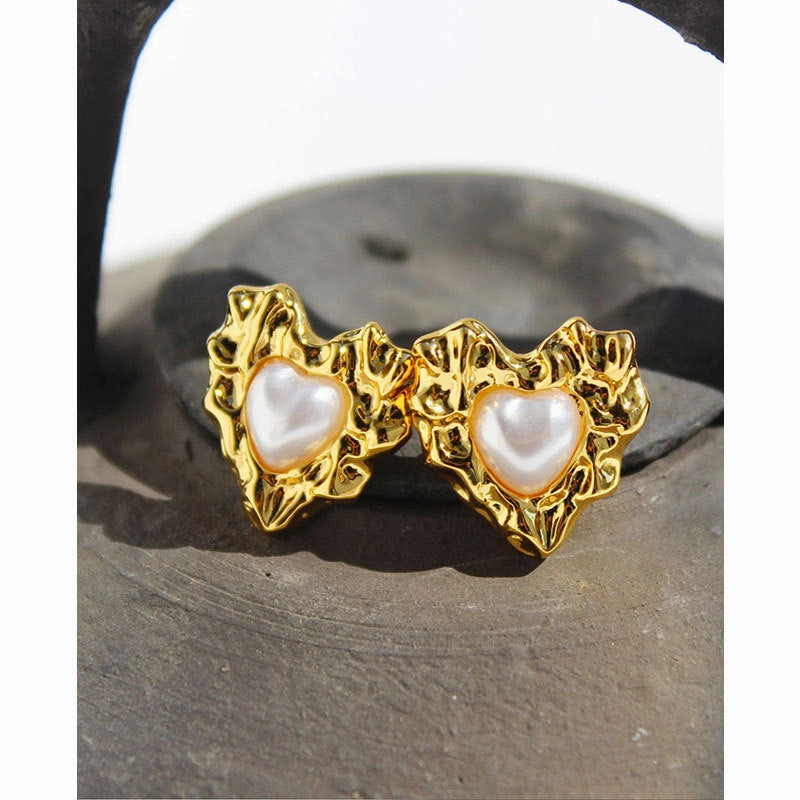 wholesale Copper Gold Heart Pearl Clavicle Necklace