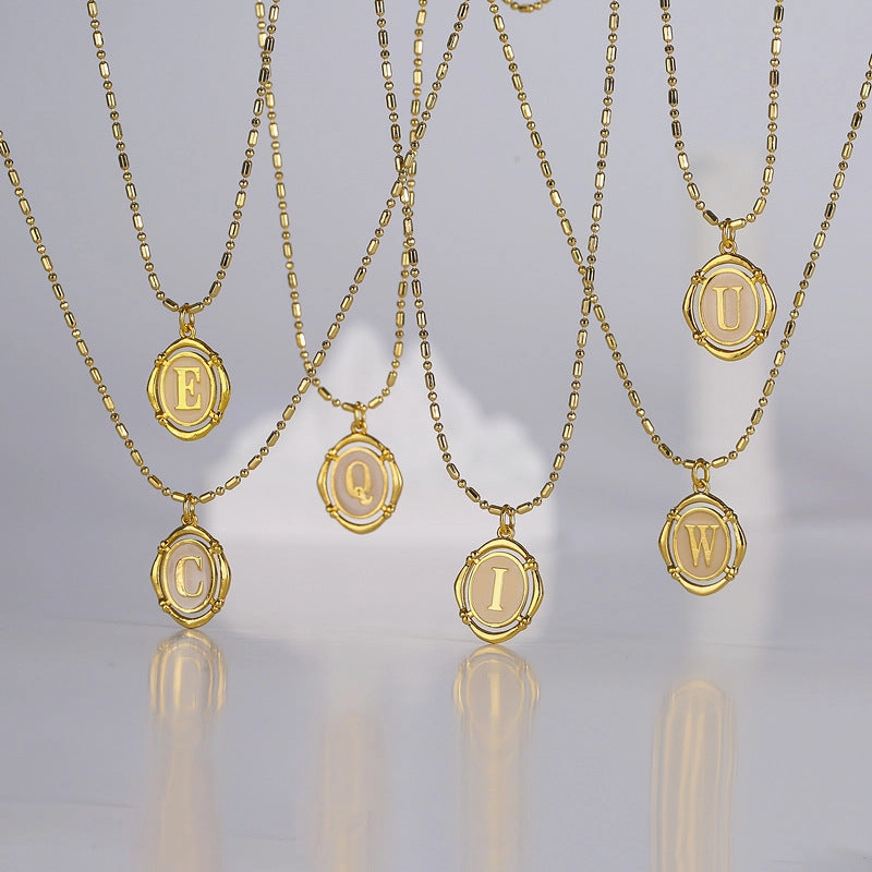 Wholesale Copper Gold Plated 26 English Alphabet Pendant Necklace