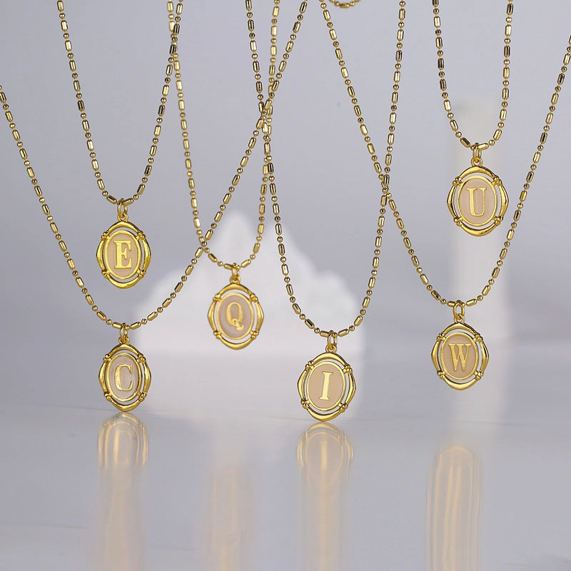 Wholesale Copper Gold Plated 26 English Alphabet Pendant Necklace