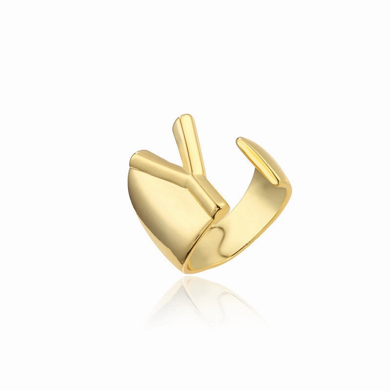 Wholesale Copper Gold Plated 26 English Letters Open Adjustable Ring