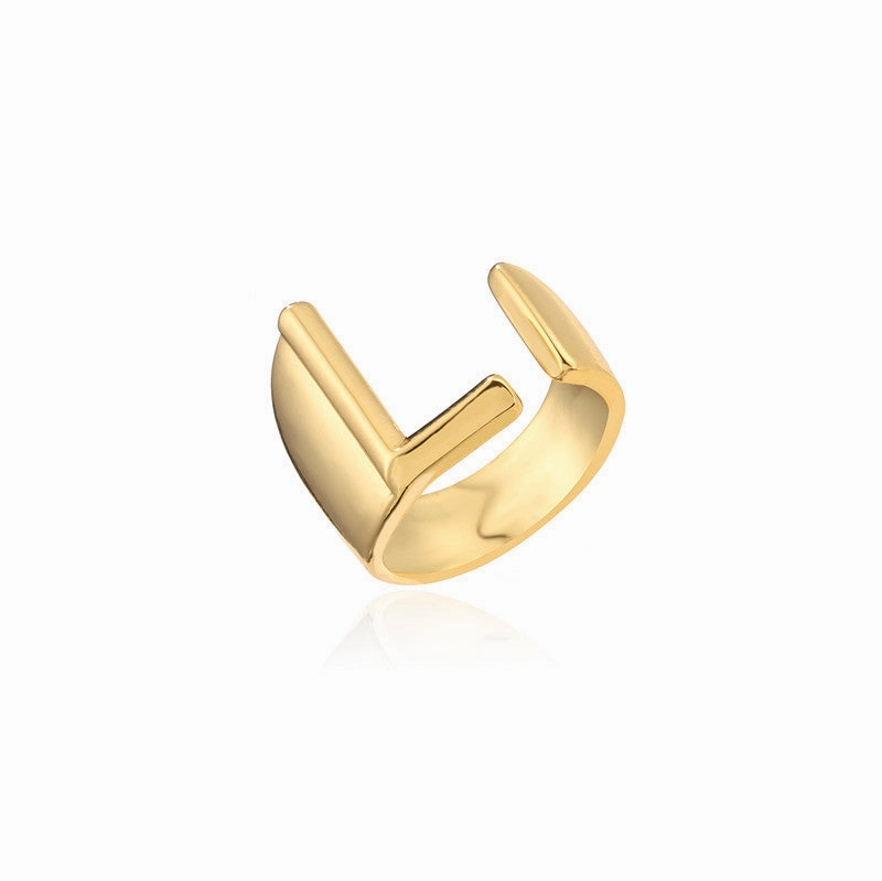 Wholesale Copper Gold Plated 26 English Letters Open Adjustable Ring