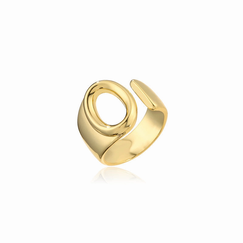 Wholesale Copper Gold Plated 26 English Letters Open Adjustable Ring