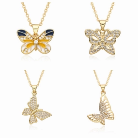 Wholesale Copper Gold Plated Butterfly Necklace Clavicle Chain