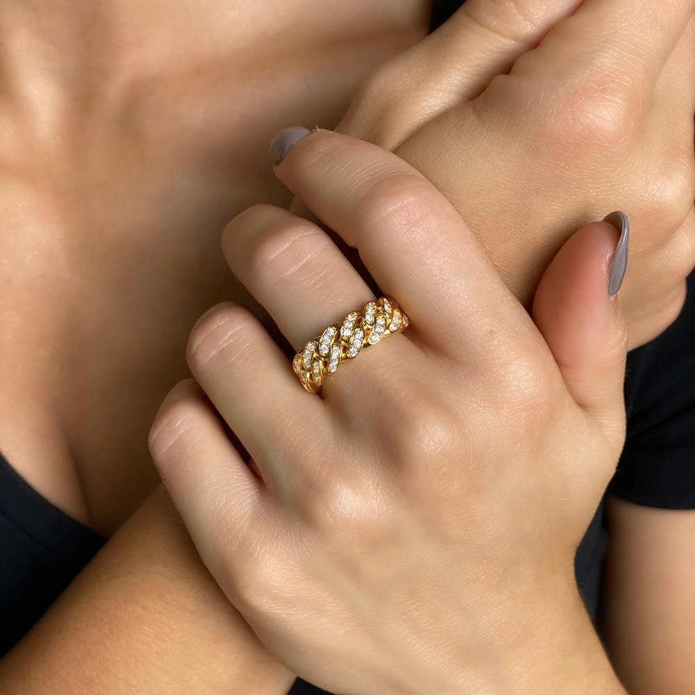 Wholesale Copper Gold Plated Gold Plated 8mm Chain Ring