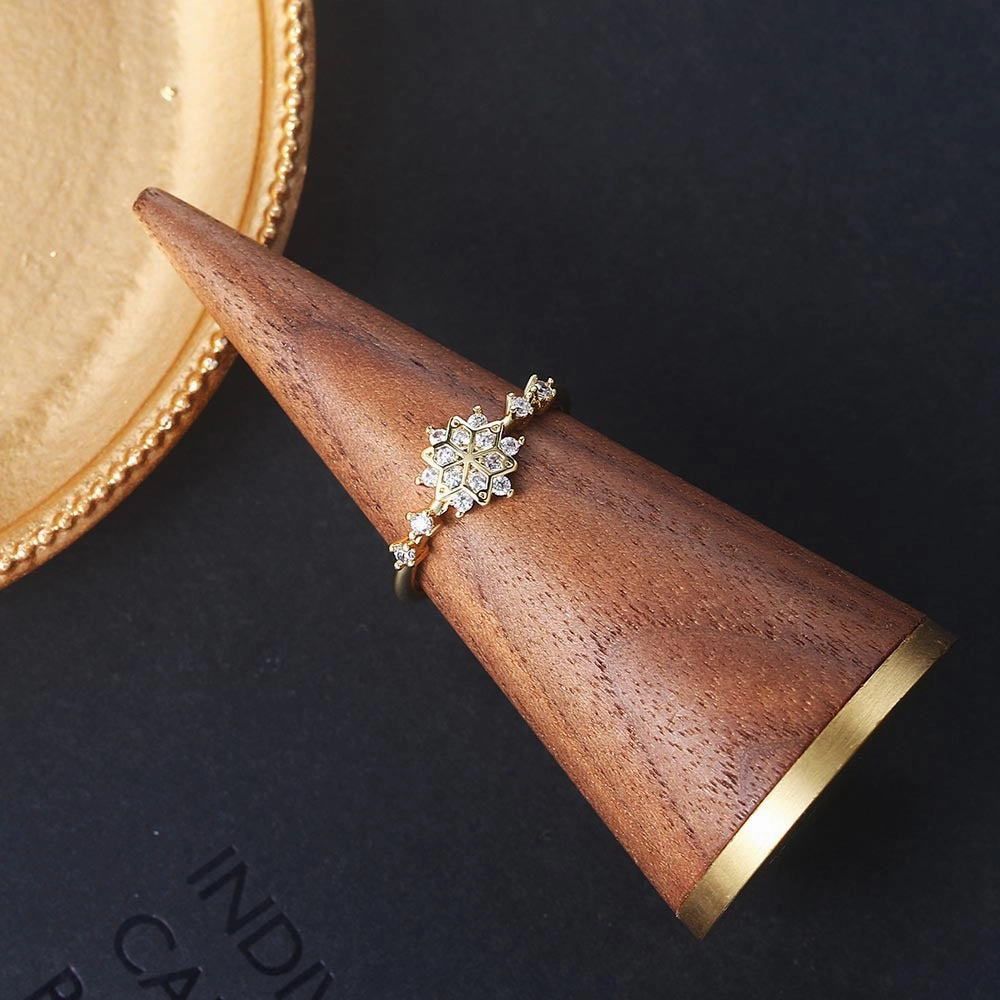 Wholesale Copper Gold Plated Hexagram Snowflake Ring