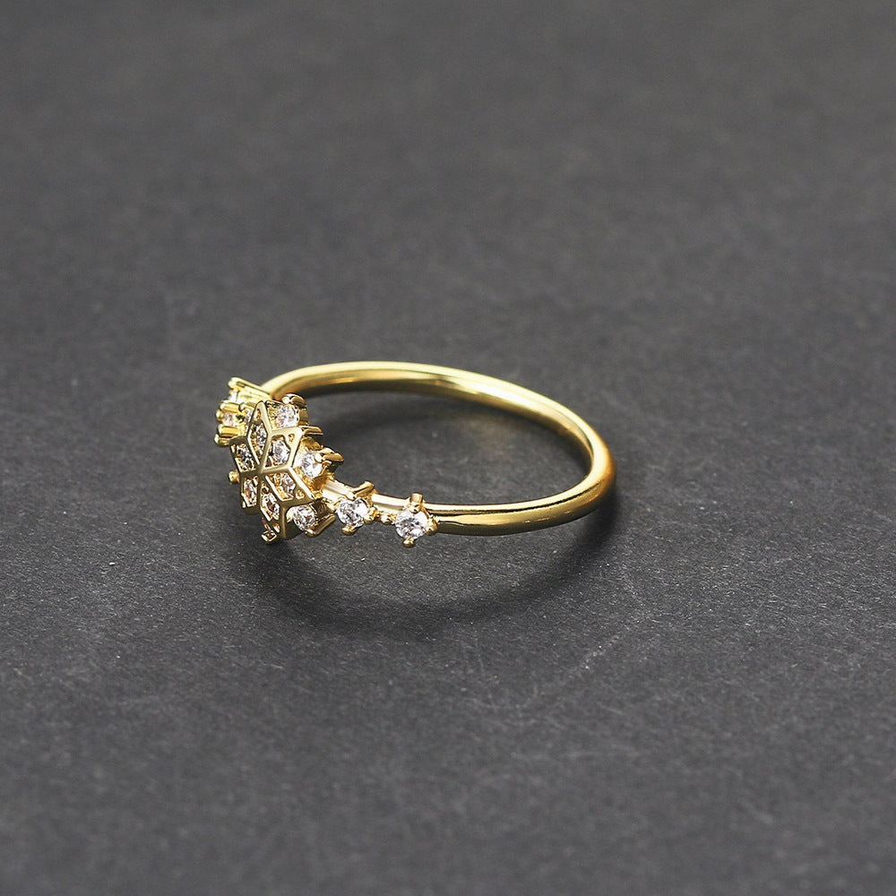 Wholesale Copper Gold Plated Hexagram Snowflake Ring