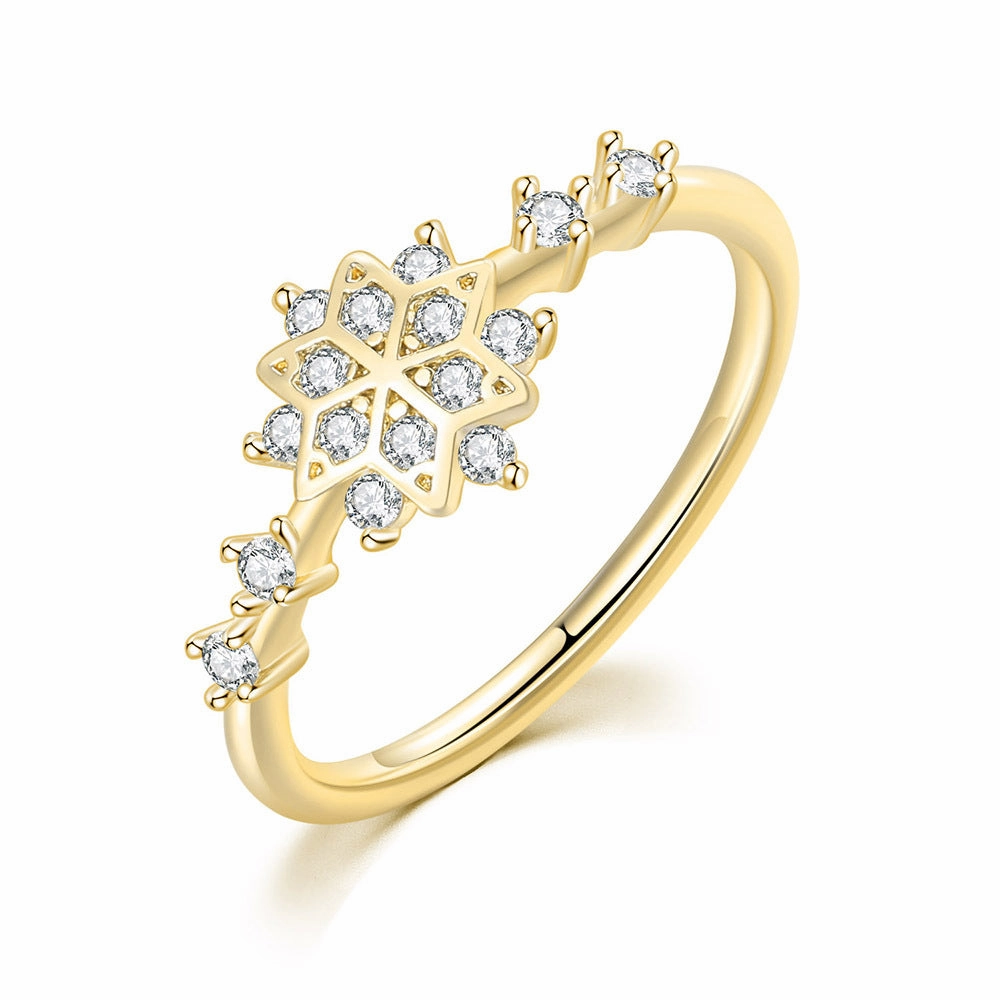 Wholesale Copper Gold Plated Hexagram Snowflake Ring