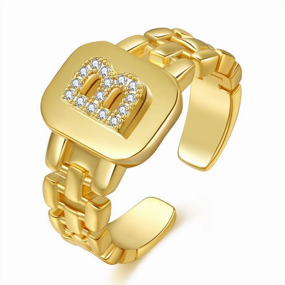 Wholesale Copper Gold Plated Letter Series Ring