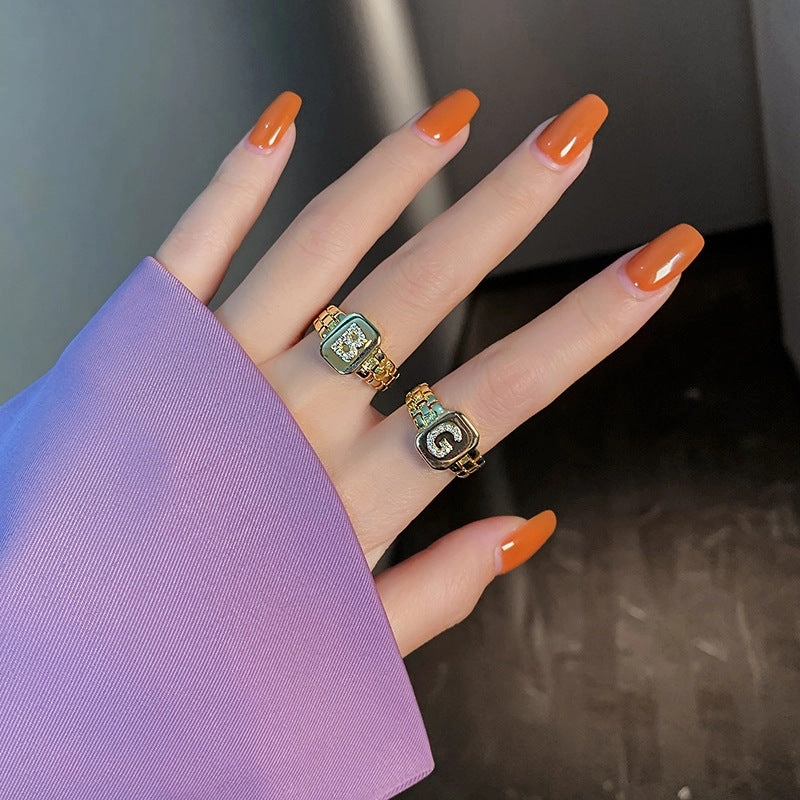 Wholesale Copper Gold Plated Letter Series Ring