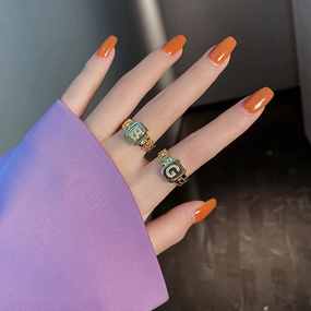 Wholesale Copper Gold Plated Letter Series Ring