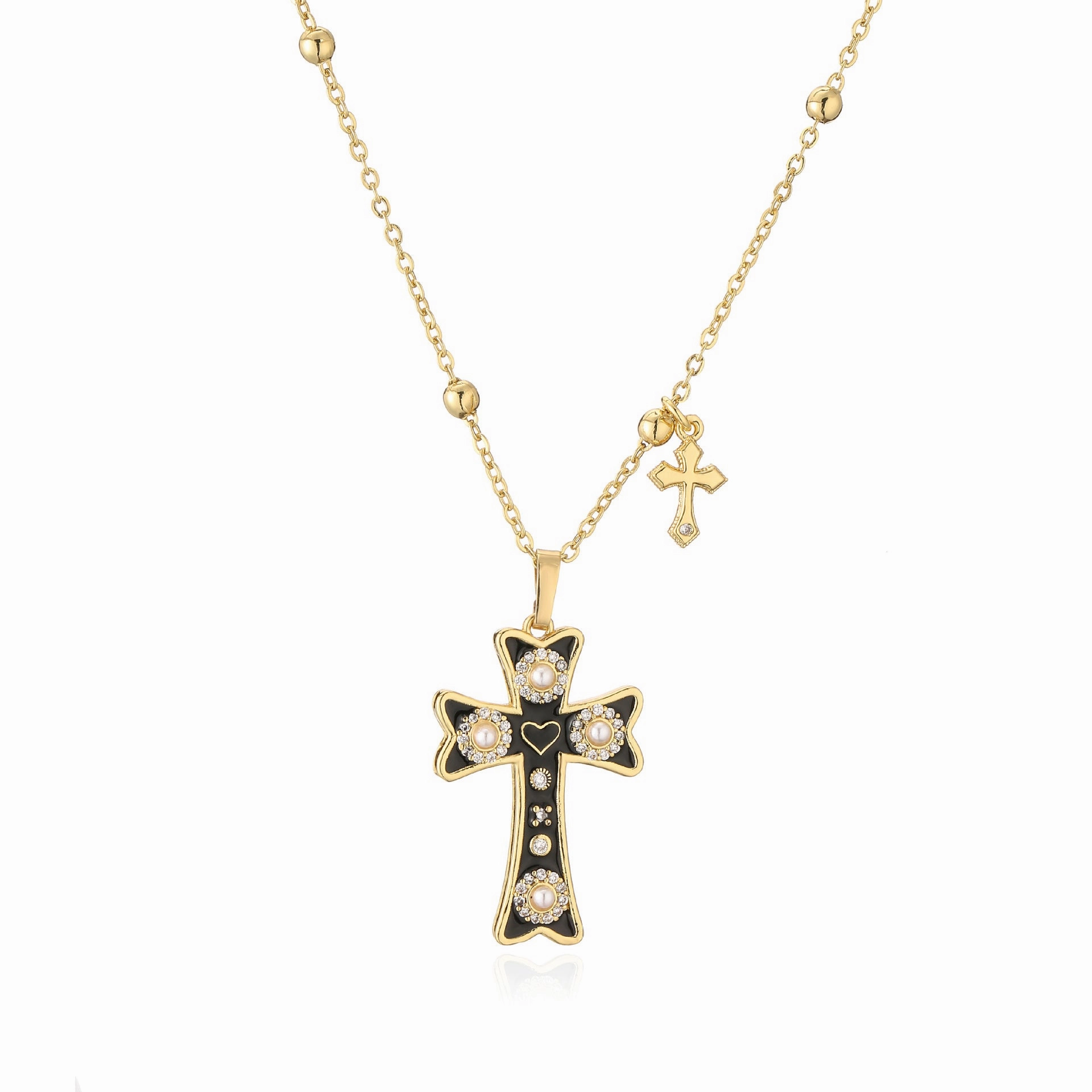 Wholesale Copper Gold Plated Oil Drip Cross Necklace