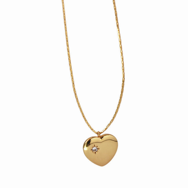 wholesale Copper Heart Pendant Micro Paved Zircon Clavicle Necklace