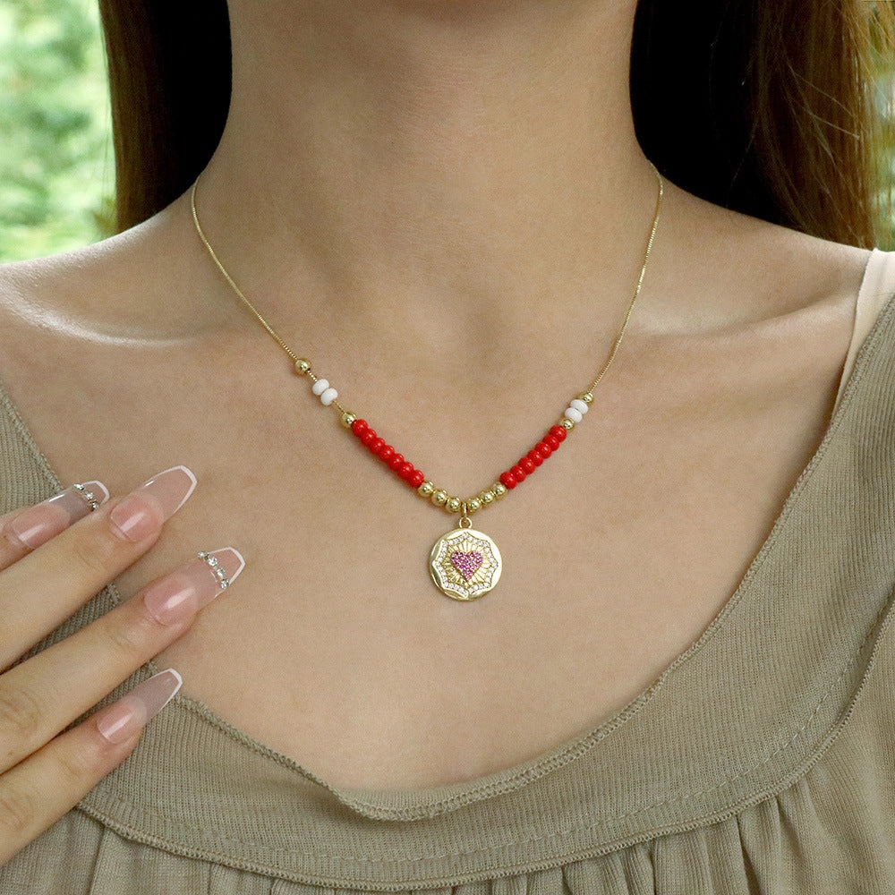 Wholesale Copper Heart-shaped Magic Eye Pendant Necklace