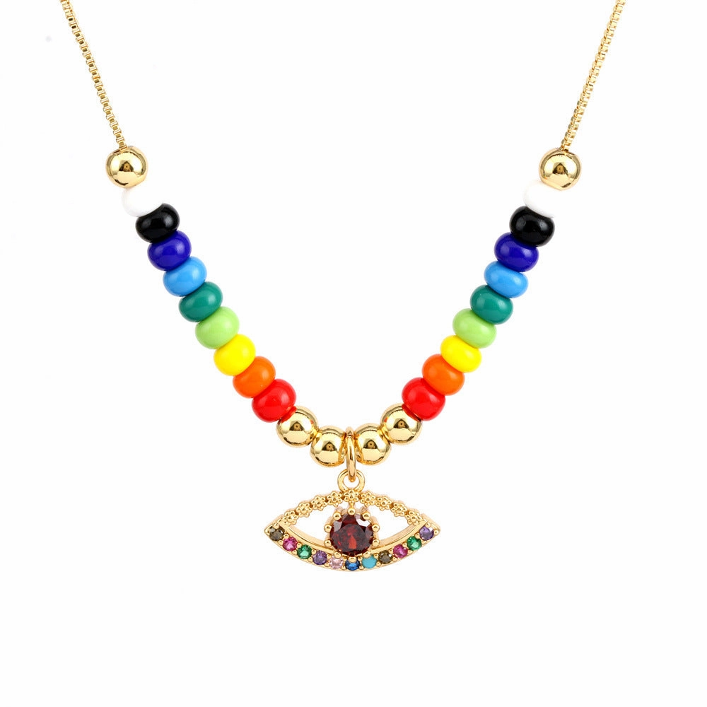 Wholesale Copper Heart-shaped Magic Eye Pendant Necklace