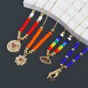 Wholesale Copper Heart-shaped Magic Eye Pendant Necklace