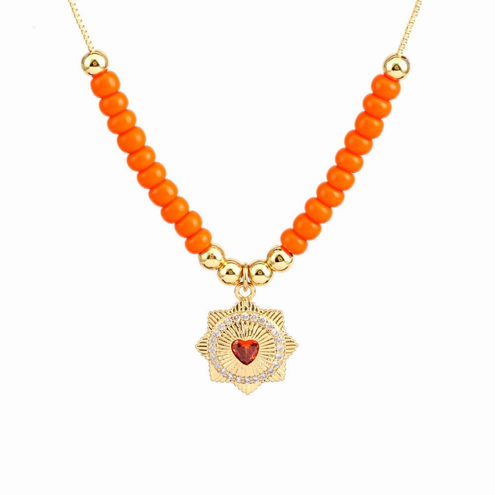 Wholesale Copper Heart-shaped Magic Eye Pendant Necklace