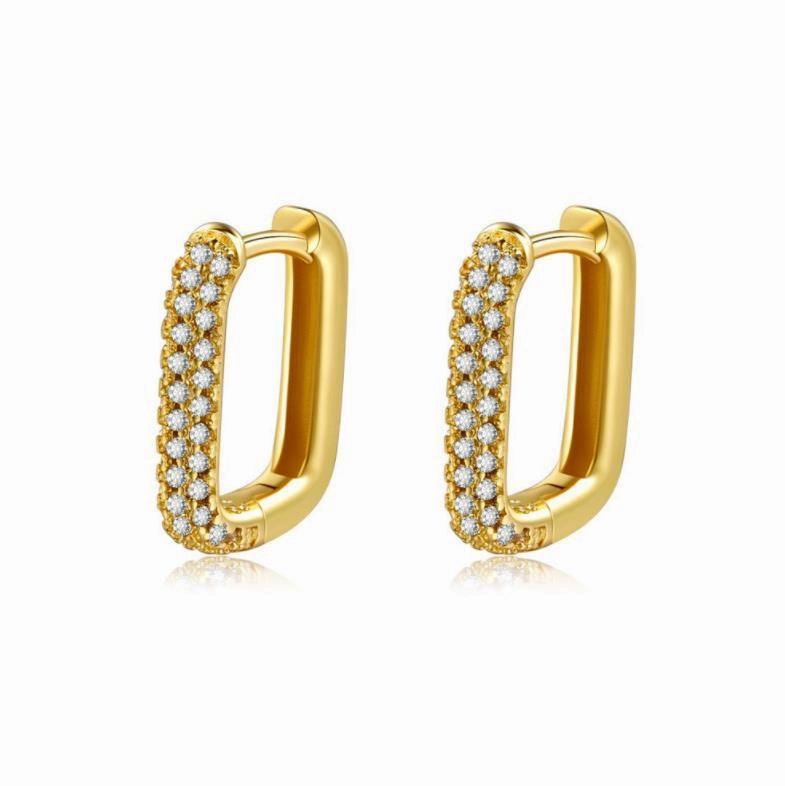 Wholesale Copper Inlaid Zircon Square Geometric Earrings