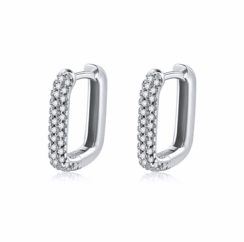 Wholesale Copper Inlaid Zircon Square Geometric Earrings