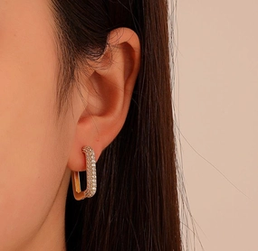Wholesale Copper Inlaid Zircon Square Geometric Earrings