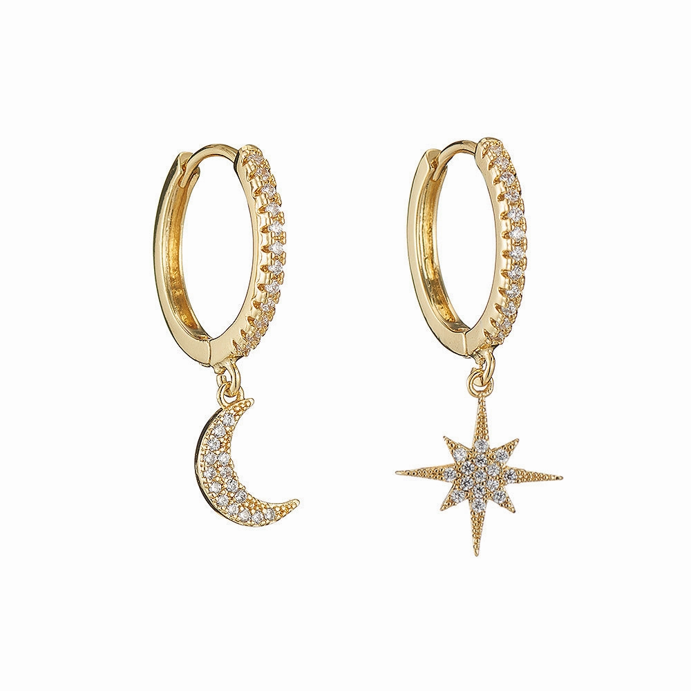 Wholesale Copper Inlaid Zirconium Cross Earrings