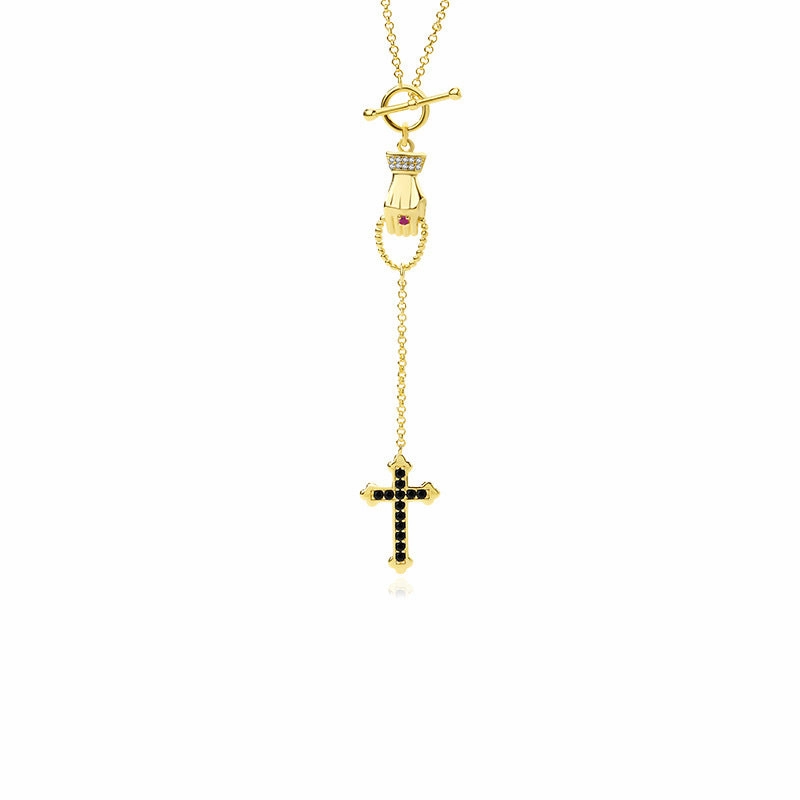 Wholesale Copper Long Tassel Cross Necklace