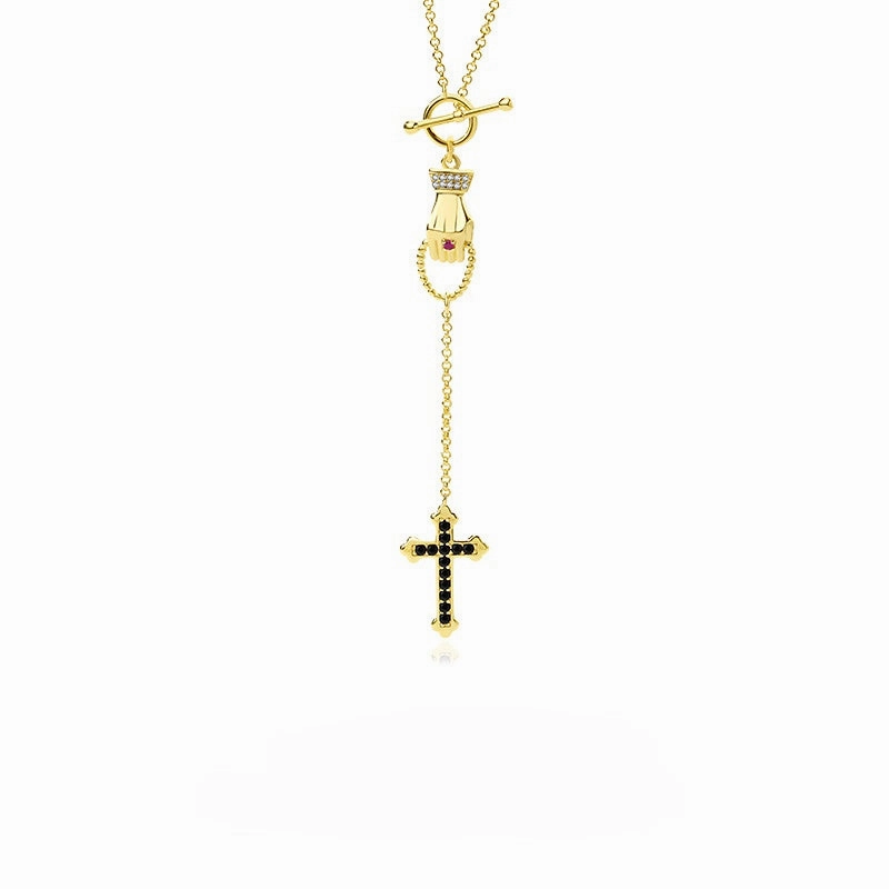 Wholesale Copper Long Tassel Cross Necklace