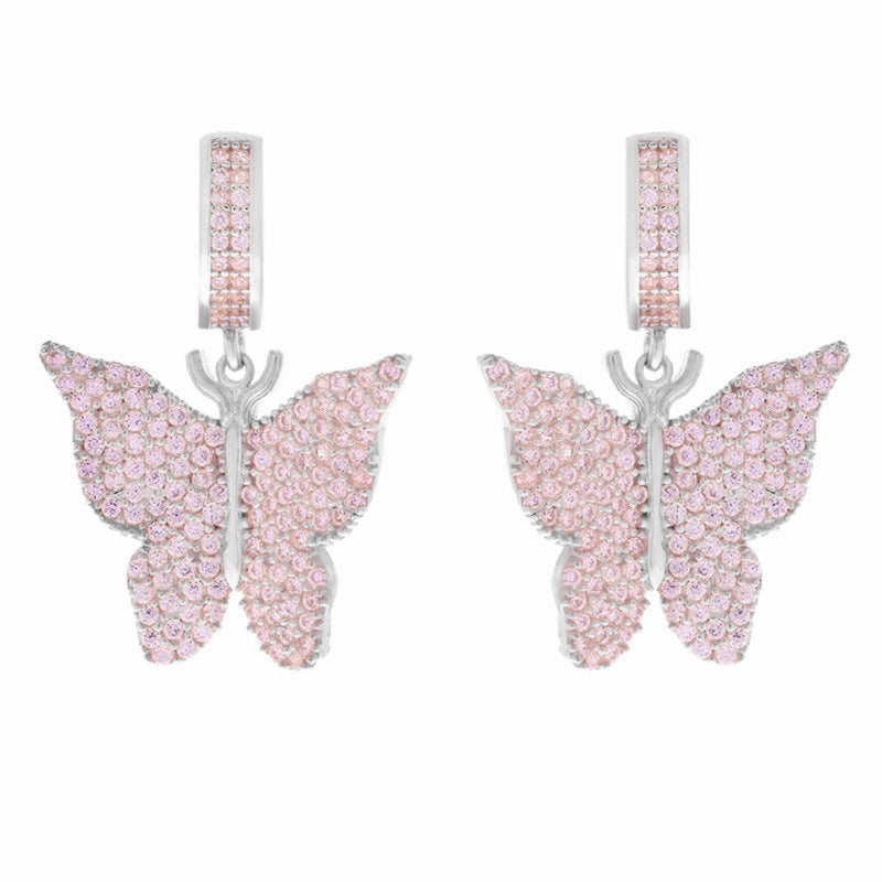 Wholesale Copper Micropaved Zircon Butterfly Earrings