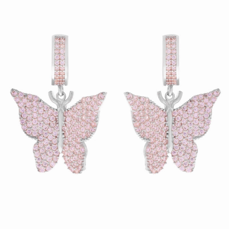 Wholesale Copper Micropaved Zircon Butterfly Earrings
