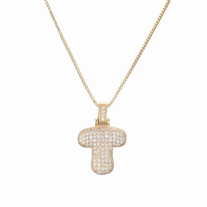 Wholesale Copper Micropaved Zirconia 26 English Alphabet Necklace Clavicle Chain
