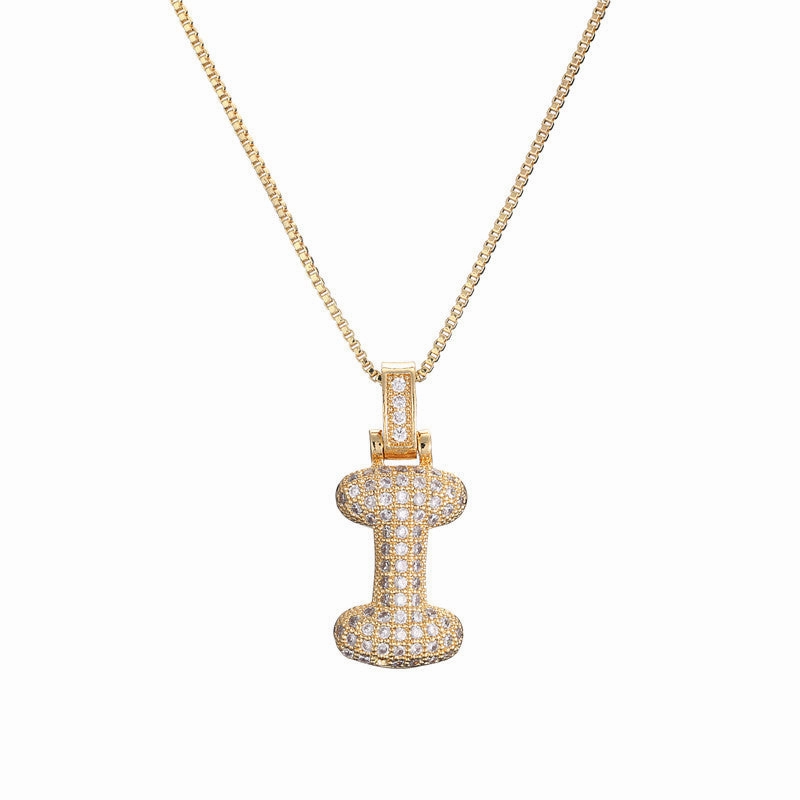 Wholesale Copper Micropaved Zirconia 26 English Alphabet Necklace Clavicle Chain