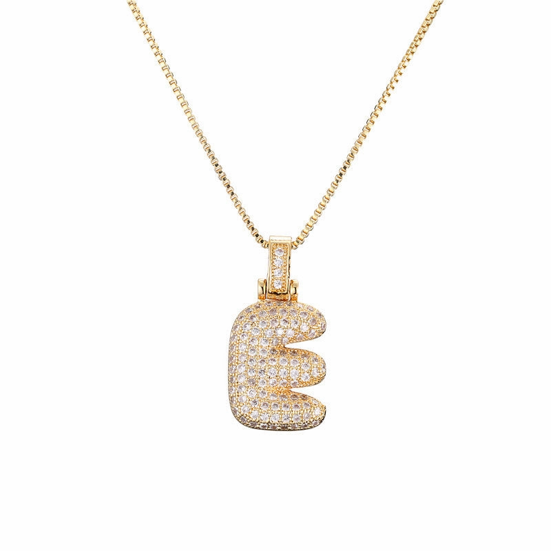Wholesale Copper Micropaved Zirconia 26 English Alphabet Necklace Clavicle Chain