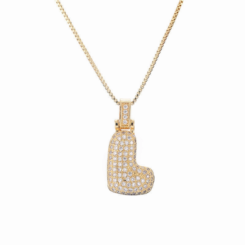 Wholesale Copper Micropaved Zirconia 26 English Alphabet Necklace Clavicle Chain