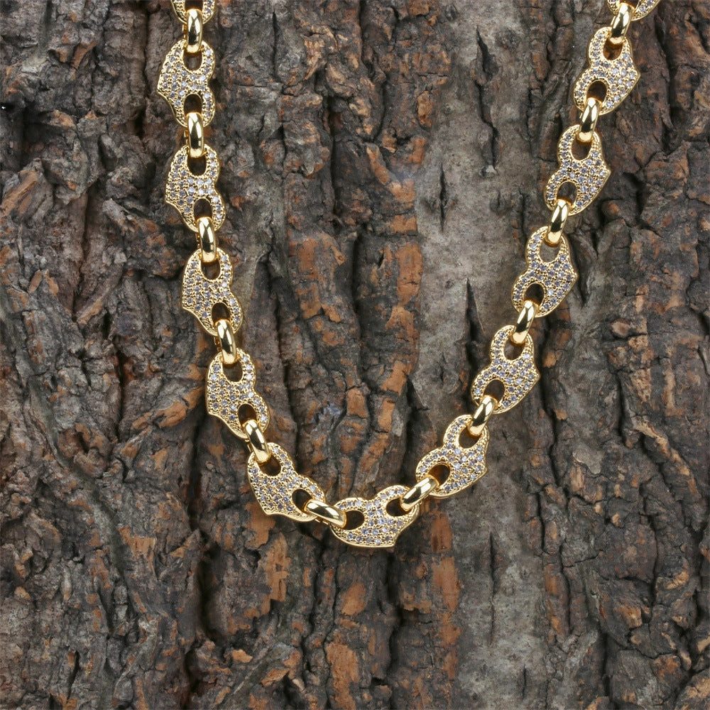 Wholesale Copper Mother's Day Gift Letter MOM Inlaid Color Diamond Love Necklace