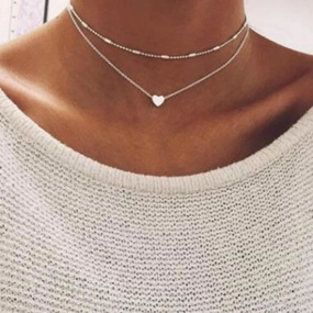Wholesale Copper Peach Heart Multi-layer Clavicle Chain Necklace