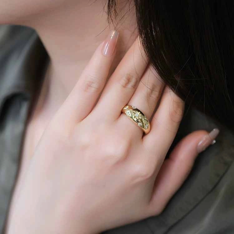 Wholesale Copper Plated 18k Gold Glossy Star Copper Rings