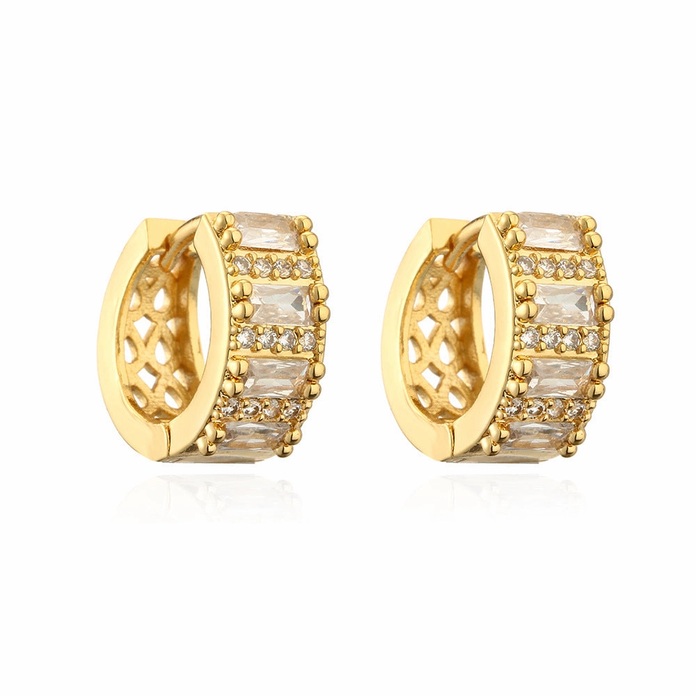 Wholesale Copper Plated 18K Gold Zircon Geometric Earrings